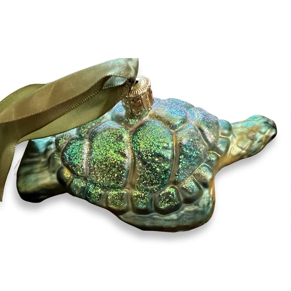 NIB Sea Turtle Ornament Glass Christmas Home Decor Ocean Marine Coastal Nautical